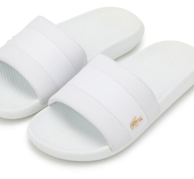 LACOSTE CROCO SLIDER LADIES SANDAL WHITE/GOLD *FACTORY SECONDS