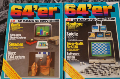 COMMODORE Magazin 64'er - Ausgaben 08/1985 und 12/1985 - C64 Zeitschrift Vintage