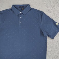 Straight Down Golf Polo Shirt Mens Large Blue Triangle Pattern Print Performance