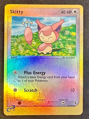 Skitty 70/109 2003 EX Ruby & Sapphire Pokemon Card Nintendo Reverse Holo - Vlp