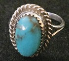 TT STERLING Stamped: Vintage; Navajo Native-Royston Turquoise, Size 6.5 Ring  — photo 7