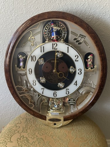Seiko Swarovski Crystals 8 classic Melodies in Motion oval Wall Clock QXM147BRH - Picture 14 of 14