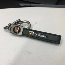 KEYCHAIN KEY FOB CHAIN RING BLACK LEATHER - US SELLER EE40