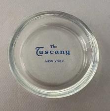 THE TUSCANY HOTEL New York Glass Logo COASTER TIP TRAY ASHTRAY RING DISH