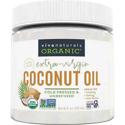 Viva Naturals Organic Coconut Oil, Cold-Pressed - Natural Hair /Skin Oil and ...