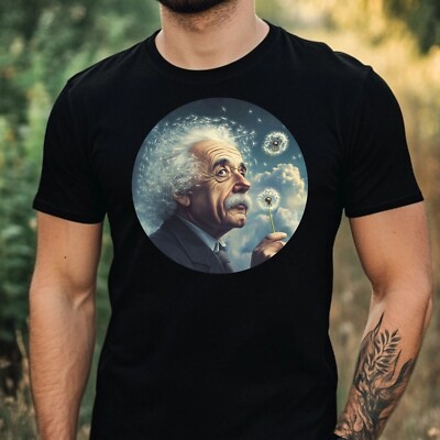 Herren T-Shirt Albert Einstein mit Löwenzahn Motiv Baumwolle Größe XS bis 5XL