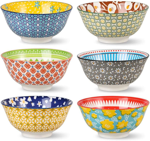 Ciotola Colazione Cereali Ceramica - Set Di 6 Scodelle Zuppa Cucina Colorate 700 - Foto 8 di 11