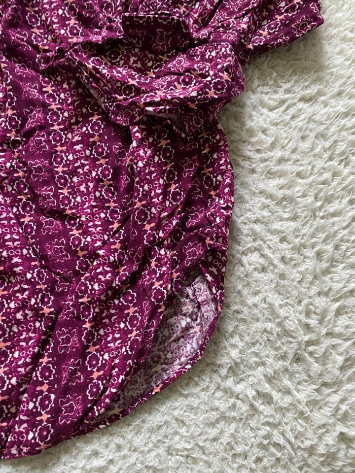 Blusa Henley Laura Scott Mujer Floral Manga Larga Acampanada Púrpura Talla XL Foto 3 de 4