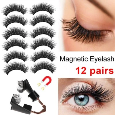 12 Stück 3D Magnet Wimpern Set Magnetische Künstliche Wimpern Mit 6 Magneten-DHL