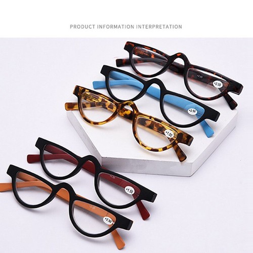 Vintage Reading Glasses Specs /Spring Hinge Colorful Tortoiseshell Half-moon 324 - Picture 2 of 14