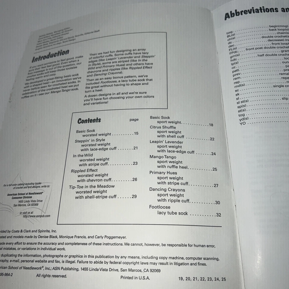 Learn to Crochet Socks Crochet Patterns 12 Designs Adults Women's ASN 1308 Book - Image 3 of 4