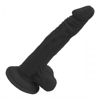 Großer Dildo Schwarz 25 cm : Dildo mit realistischer Aderung & robustem  Saugnapf