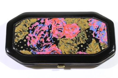 Maniküre Etui Rose Sandra rot schwarz ca. 17x9,5cm - AVS6885 JB1