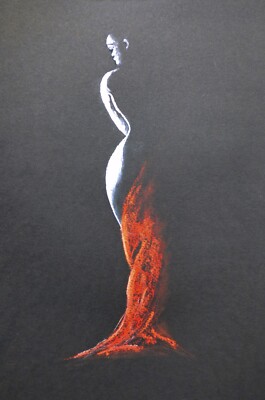 Original Fine Art Pastel Painting  Title-Lady in Red