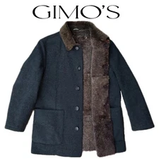 Gimo's Luxury Gray Wool Alpaca FULL Fur Lined Car Business Coat IT 50 / XL Gimos