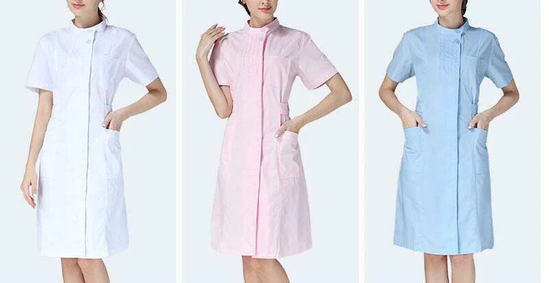 New Women Nurse Dress Doctor Beautician Lab Long Coat Stand Collar Work Clothes - Image 4 of 4