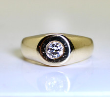 Nice Heavy Men's 14K Gold .50 Ct Solitaire Diamond 10mm Ring, 9.2 Grams