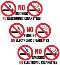 3 x NO Smoking or Electronic Sticker Printed Vinyl Label Shop Office  Pub Taxi