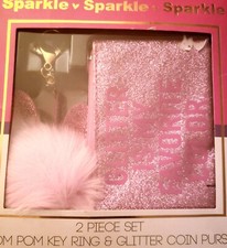 Pompom Keychain and Glitter Coin Purse New In Box 