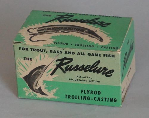 Vintage Russelure Dealer 6 Pack of Fly Rod Lures Black New Old Stock New in Box - Picture 9 of 14