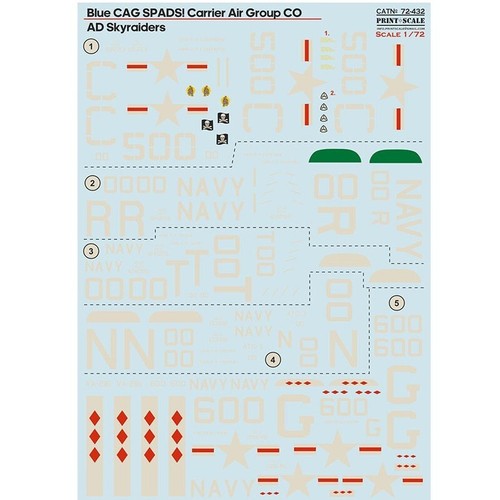 Print Scale 72-432 Decal 1:72 Blue CAG SPADS. Carrier Air Group CO AD Skyraiders - Bild 4 von 24