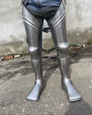 Medieval Knight Full Leg Armor Greaves Halloween Costume Larp Armory