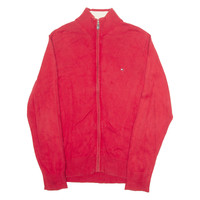 TOMMY HILFIGER Mens Jumper Red High Neck Tight Knit L
