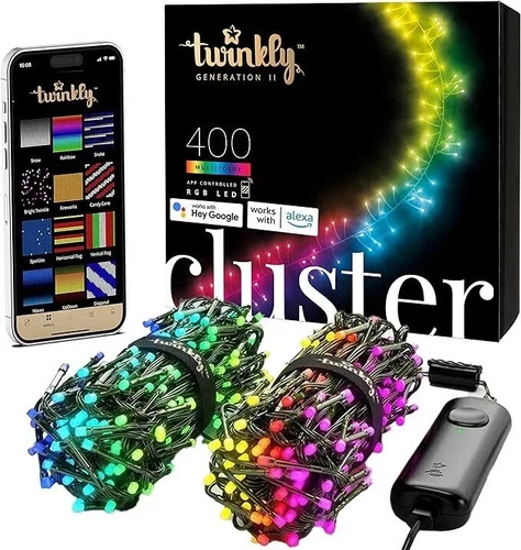 Twinkly Cluster Christmas Lights App-Controlled Smart 400 LEDs RGB 19.6 Ft