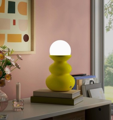 Set Of 2 Mini Plastic Table Lamps With Glass Orb Yellow- Room Essentials