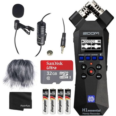 Zoom H1essential Handy Recorder Bundle with Professional Lavalier Condenser... 