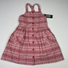 Ralph Lauren Polo Country Girl's Size 4/4T Plaid Pink Dress Criss Cross Back