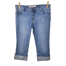 Mossimo Y2K Denim Capri Crop Jeans Size 15 38" Waist Folded Hem 14 Vintage 