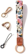 Wristlet Lanyard Strap for Keys, Original Pattern Design Wrist Keychain Roses