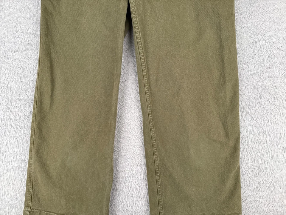 Pantalones de mezclilla Lou & Grey para mujer 27 verde pierna ancha tiro medio mezcla de algodón 26x25 Foto 3 de 4