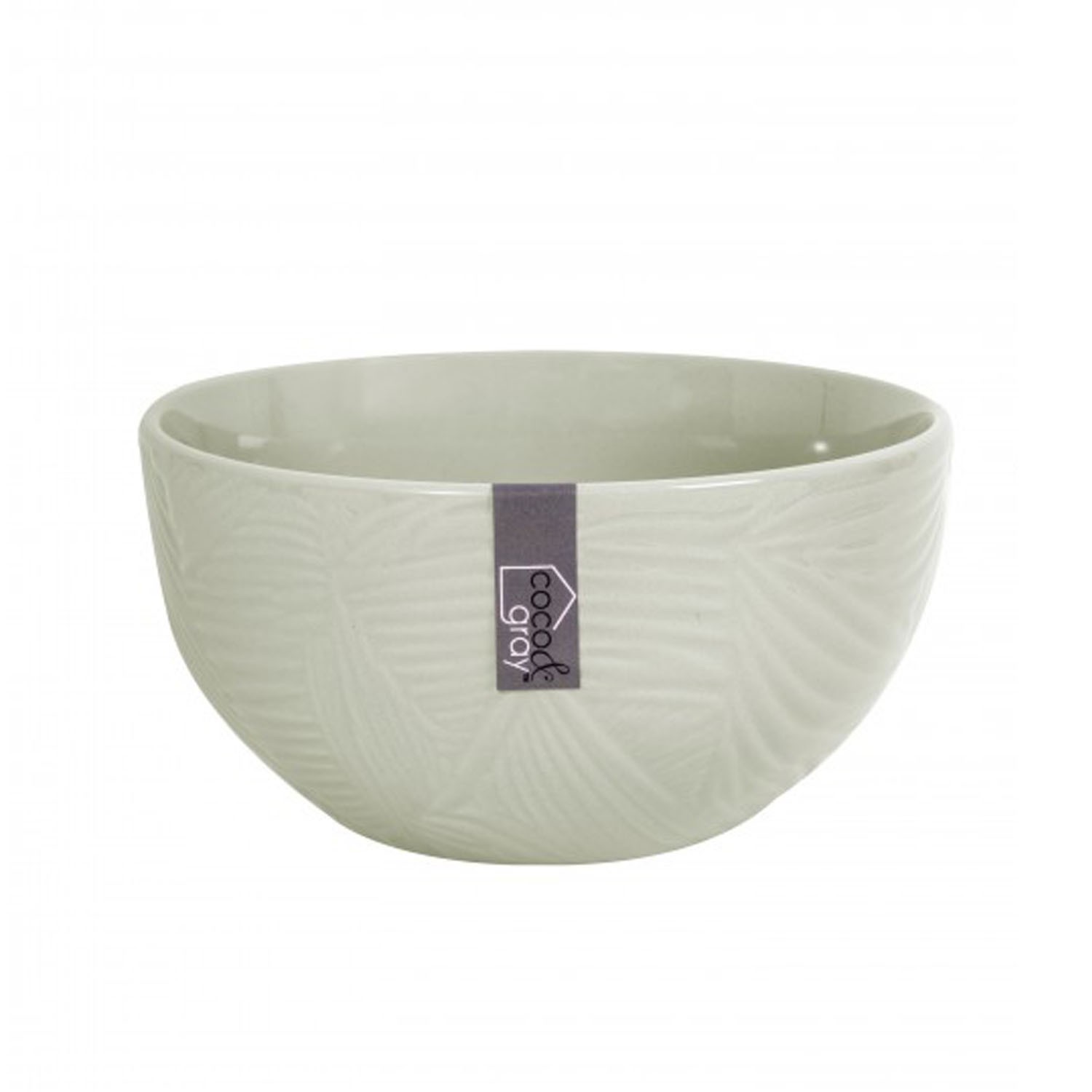 Stoneware Serving Bowl Green Leaf Embossed Design Round Cereal Soup Salad Rice