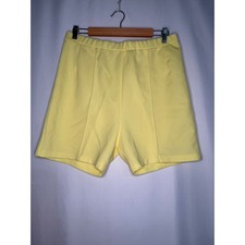 Miss K Vintage Yellow High Waisted Shorts Pleated Front Polyester Size 18 Retro