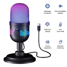 USB Microphone Noise Cancellation Condenser RGB Gaming Mic for PC Laptop Android