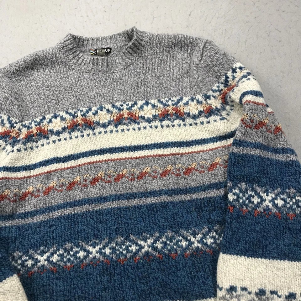 Smartwool свитер женщин средний серый синий Fairisle шерстяная смесь Chup вязаный - Изображение 3 из 4