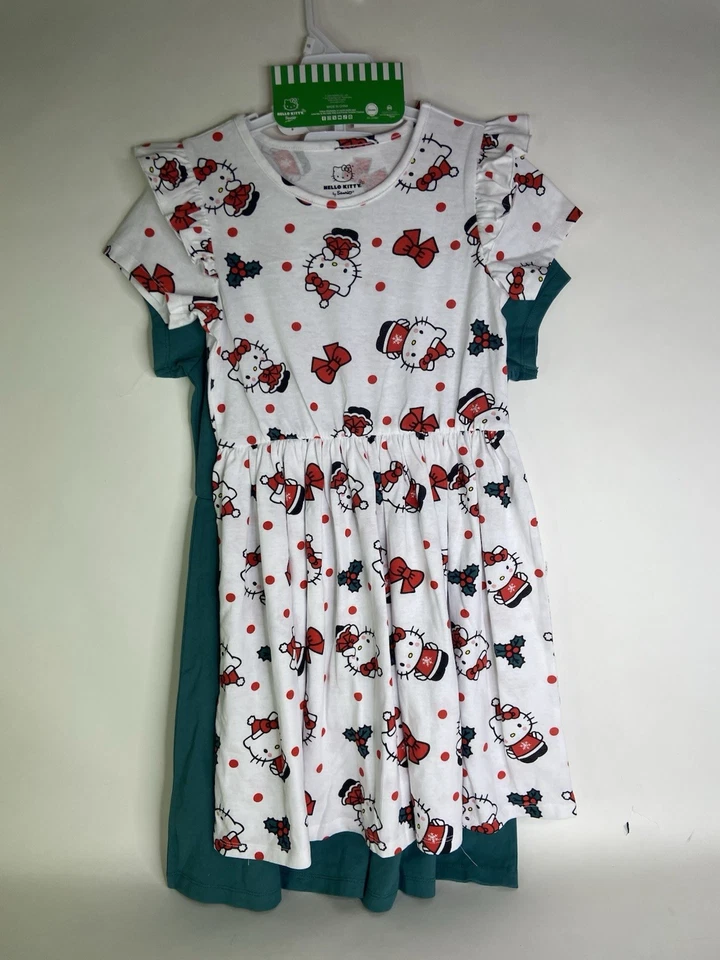 Vestido Hello Kitty Holiday Navidad 2 Piezas Ajuste y Acampanado Niñas Talla 10 Foto 3 de 4