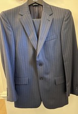 Jos A. Bank Signature Collection Men s 100 Wool 2-Piece Navy Pinstriped Suit