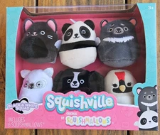 Squishmallows Squishville 2" Black and White Squad 6 Pack - Cat Toys New! In Box
