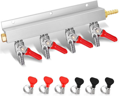 4-Way CO2 Gas Manifold CO2 Gas Distributor, Beer Keg Gas Manifold Keg Co2 Splitt