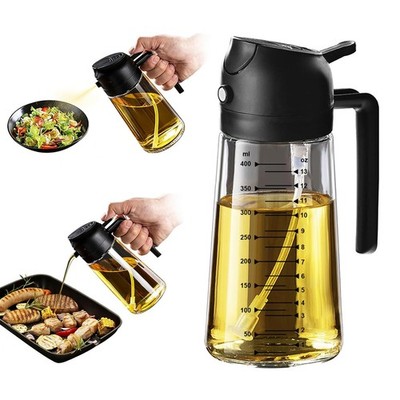 X&E 16oz/470ml Glass Olive Oil Sprayer for Cooking, 2 in 1 16 Ounces, black 