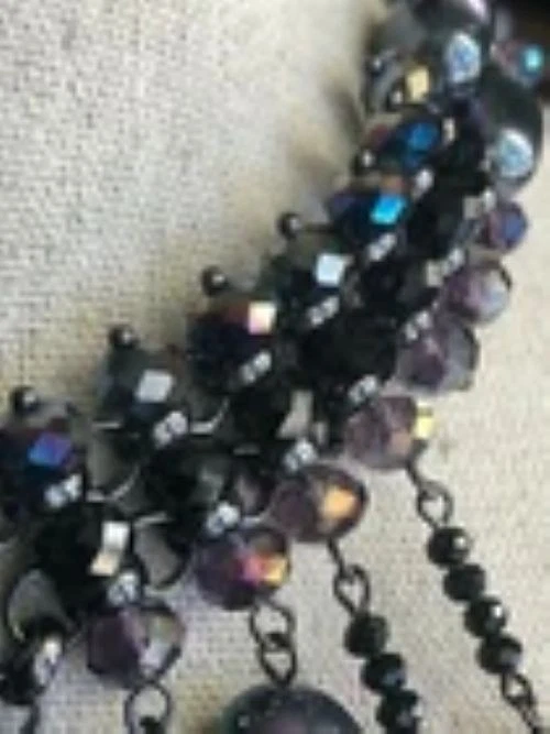 Collar Cascada Chico's Iris Iridiscente Púrpura Babero Imitación Perla Gota - Nuevo con Etiquetas Foto 4 de 4