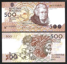 Portugal 500 Escudos 1987, Au /Unc, P-180a , Sign Type 5