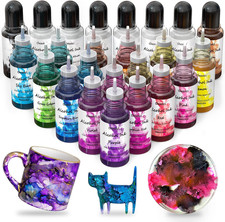 Alcohol Ink Set 24 Colors, Fast Drying Resin Dye, Compatible with Epoxy Art
