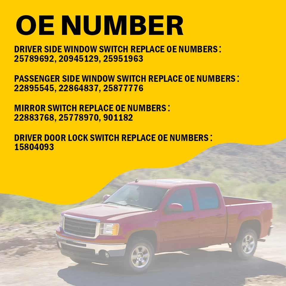 Power Window Switch + Door Lock + Mirror Control for Chevy Silverado 07-13 6-60X - Image 2 of 4