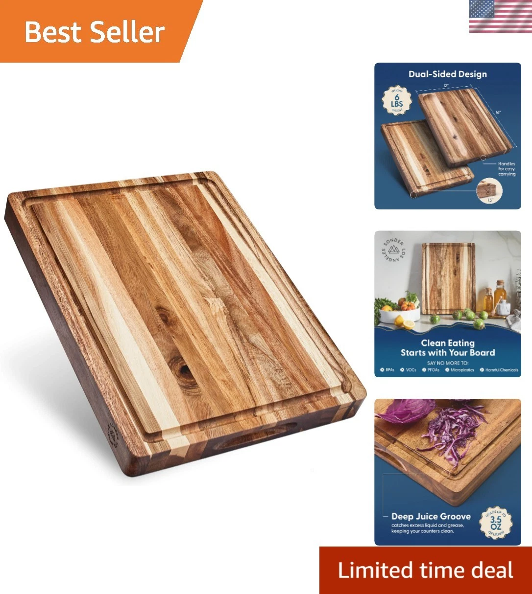 Winsome Acacia Wood Cutting Board | Acacia Edge Grain Cutting Board for Kitch...