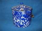 Stunningly bright blue & white swirl graniteware baled handle pail and lid — photo 2