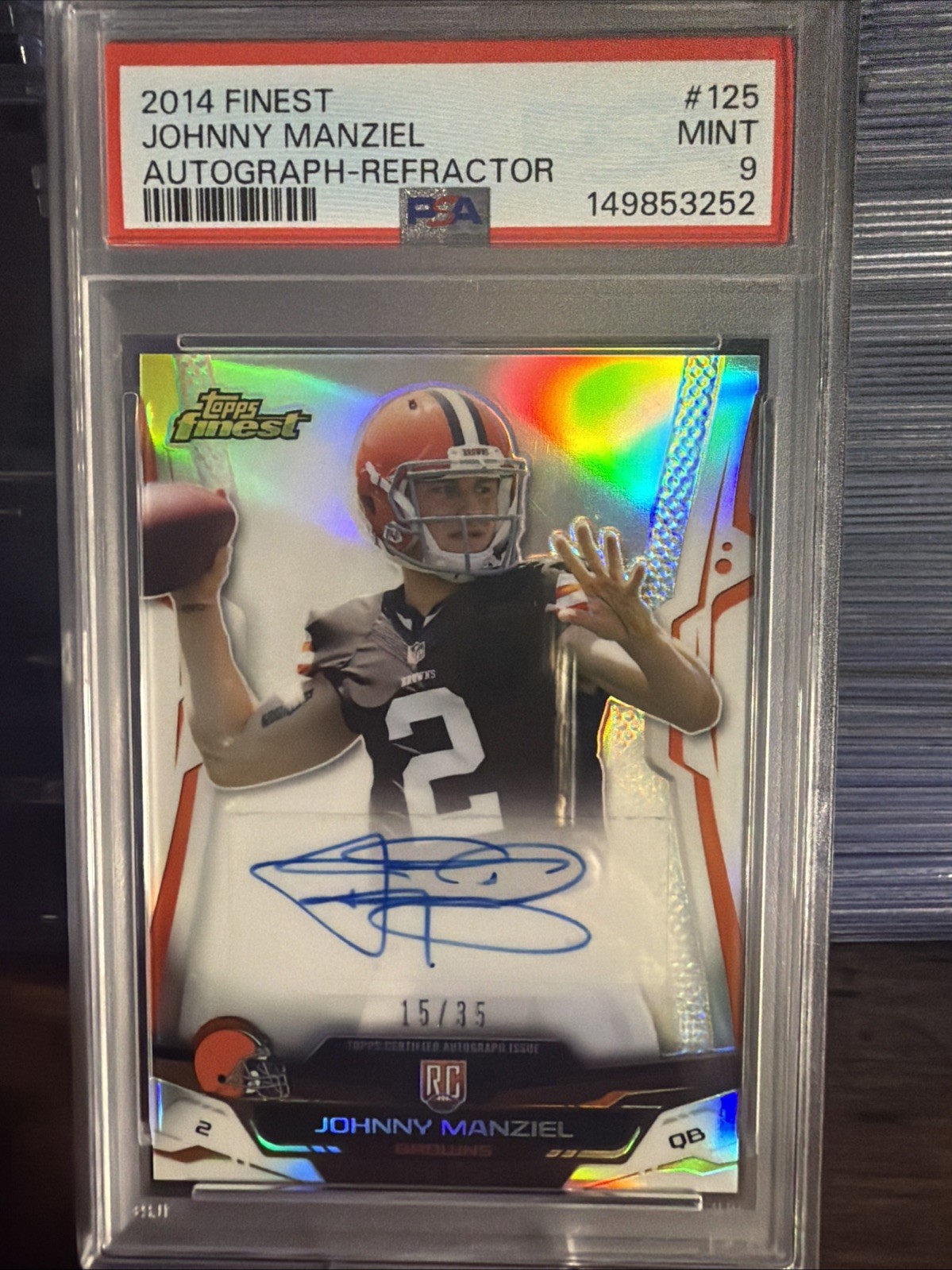 2014 Topps Finest Johnny Manziel #125 Refractor Rookie Auto #/25 PSA 9 **Pop 1**